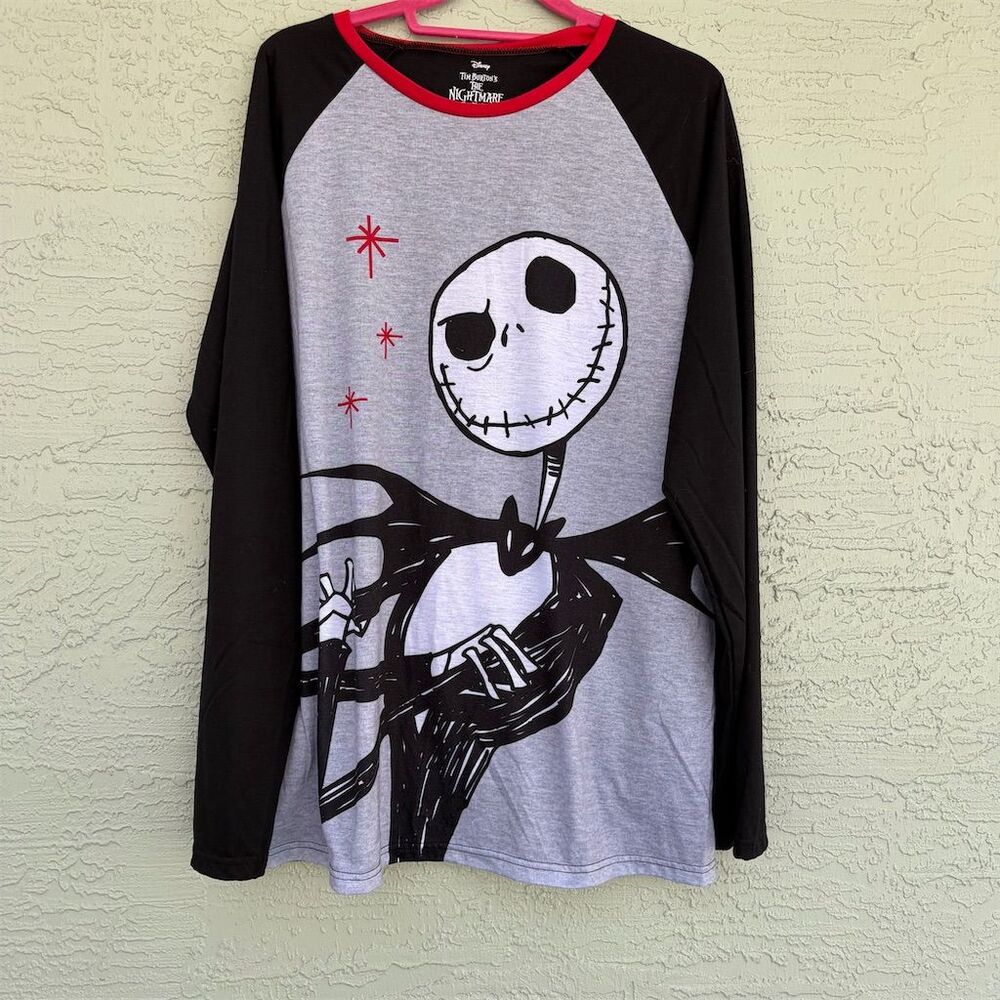 Disney Jack Skellington Long Sleeve night Shirt Size L Multicolor